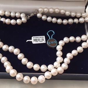 EFFY PEARL NECKLACE DOUBLE STRAND SILVER CLASPE